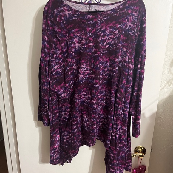 💜 22/24 1X Roaman's Vibrant Purple and Pink Tunic - Picture 2 of 8